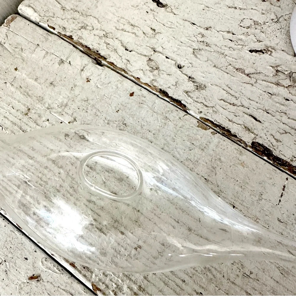 Vintage Swan Bird Clear Hand Blown Glass Art Bud Vase Hollow Delicate 6x6.5”